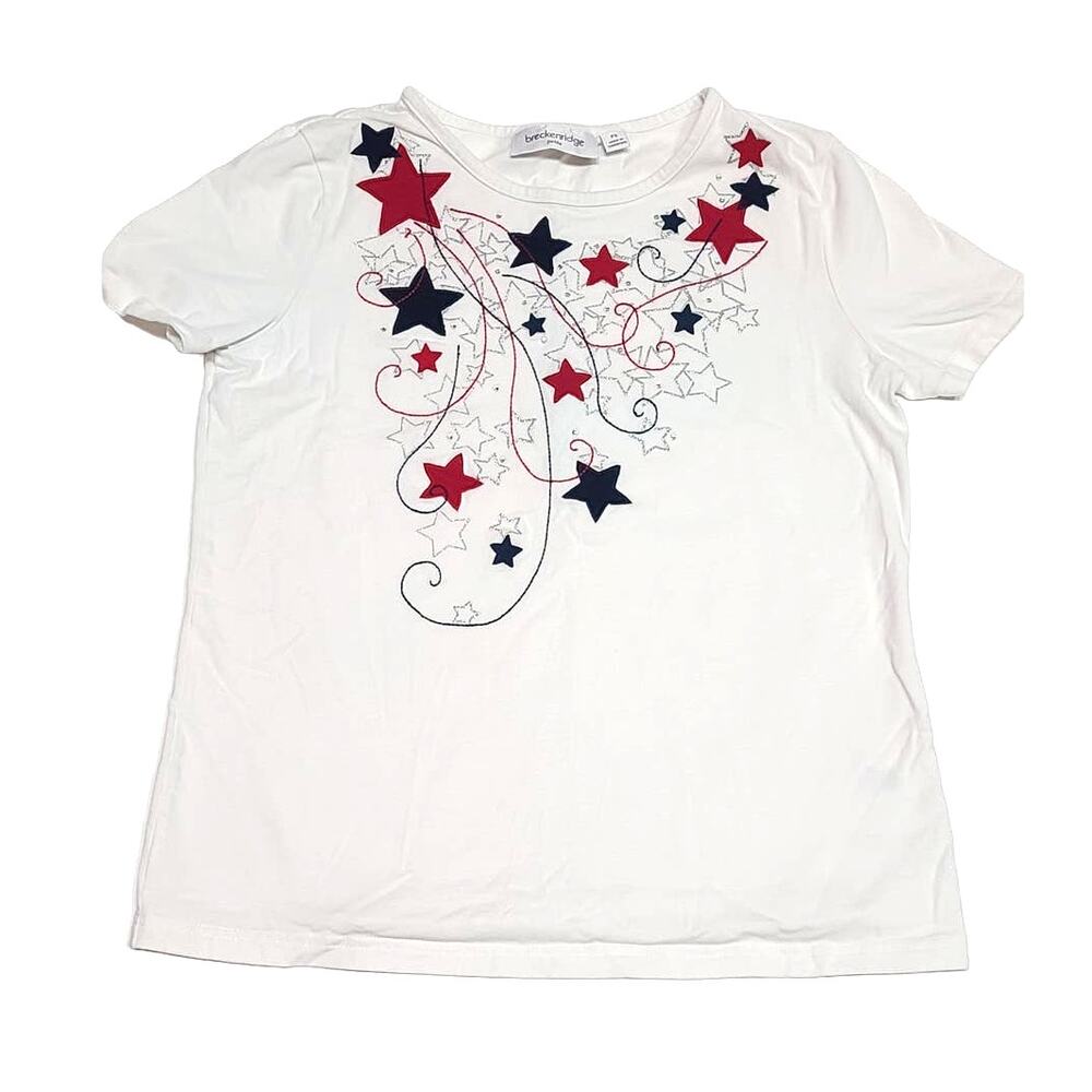 Breckenridge stars and stripes women's petite small cotton blouse